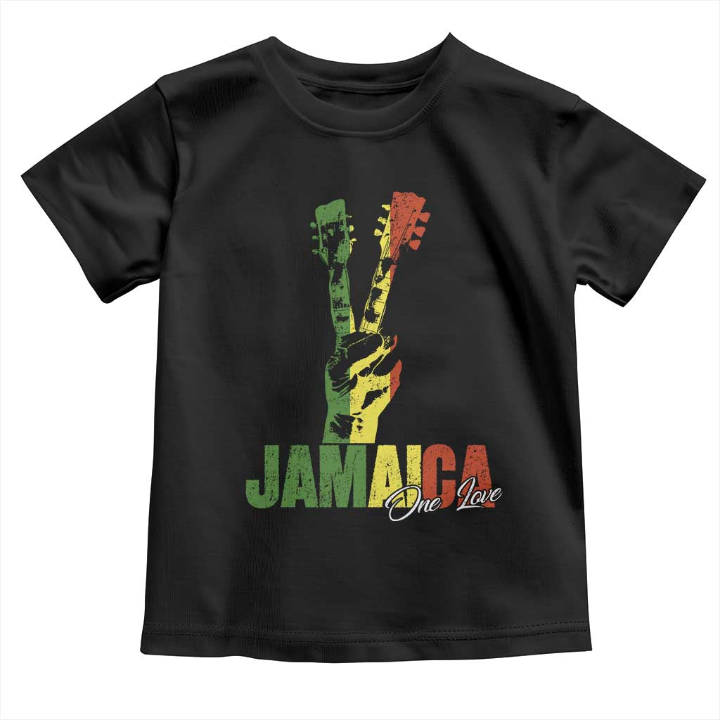 Jamaica One Love Reggae Music Toddler T Shirt Rasta Peace Hand Guitar TS11 Black Print Your Wear