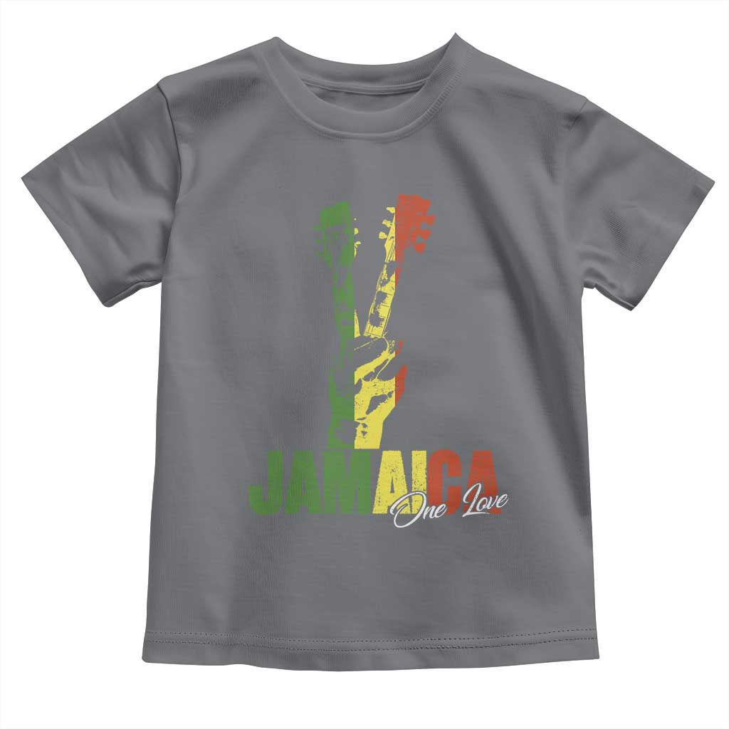 Jamaica One Love Reggae Music Toddler T Shirt Rasta Peace Hand Guitar TS11 Charcoal Print Your Wear