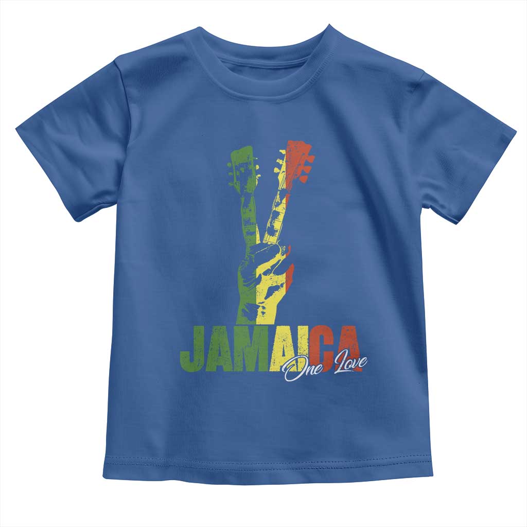 Jamaica One Love Reggae Music Toddler T Shirt Rasta Peace Hand Guitar TS11 Royal Blue Print Your Wear