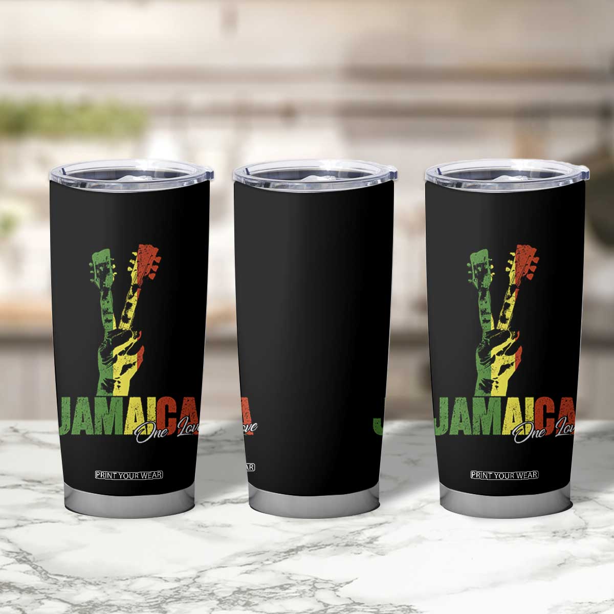 Jamaica One Love Reggae Music Tumbler Cup Rasta Peace Hand Guitar TS11 Print Your Wear