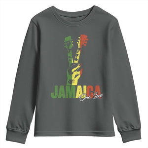Jamaica One Love Reggae Music Youth Sweatshirt Rasta Peace Hand Guitar TS11 Dark Heather Print Your Wear