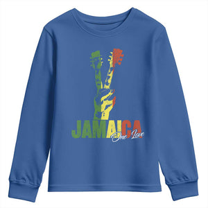 Jamaica One Love Reggae Music Youth Sweatshirt Rasta Peace Hand Guitar TS11 Royal Blue Print Your Wear