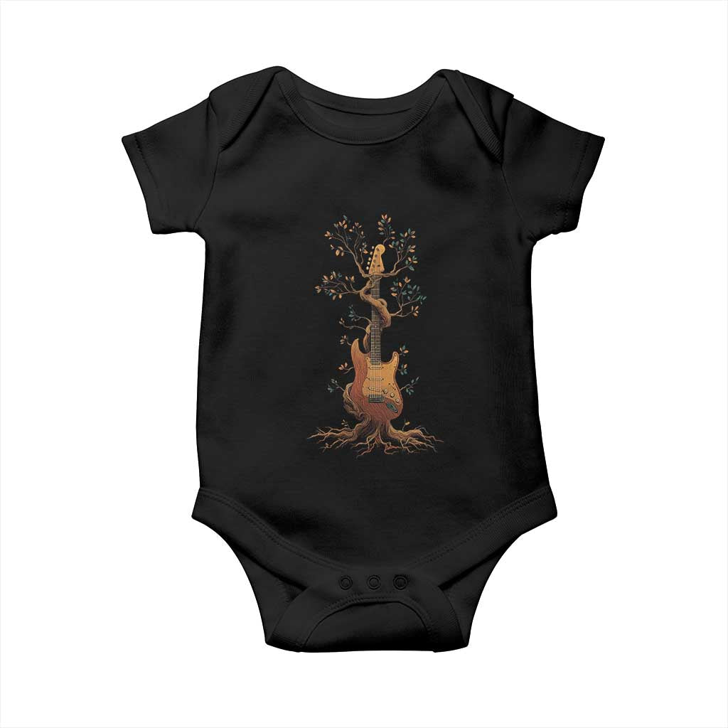 Nature Guitar Tree of Life Guitarist Artistic Roots Baby Onesie TS11 Black Print Your Wear