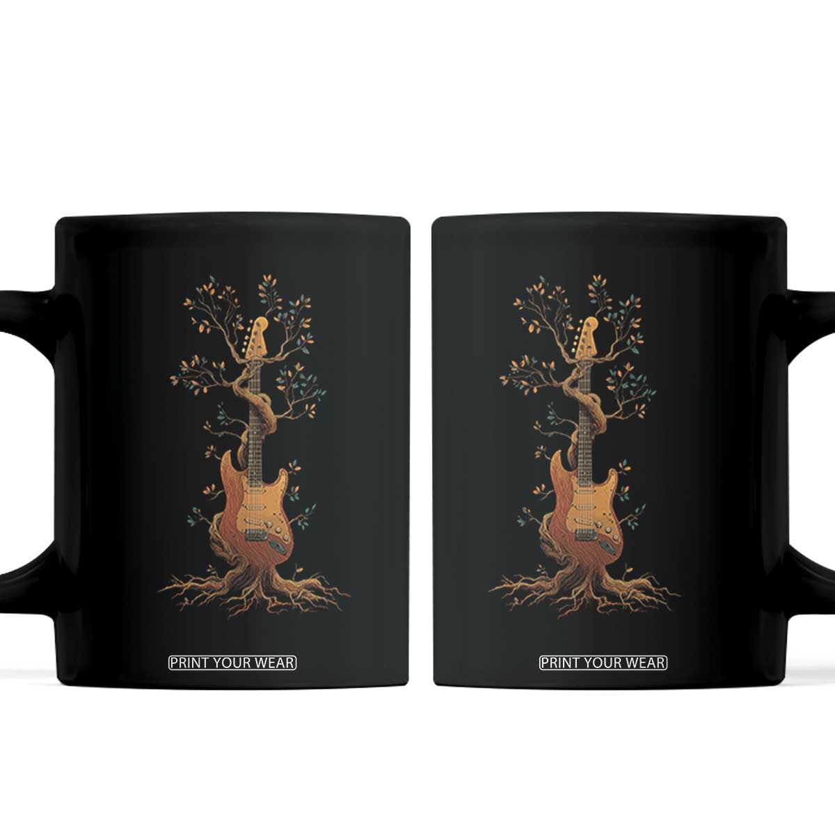 Nature Guitar Tree of Life Guitarist Artistic Roots Coffee Mug TS11 Black Print Your Wear
