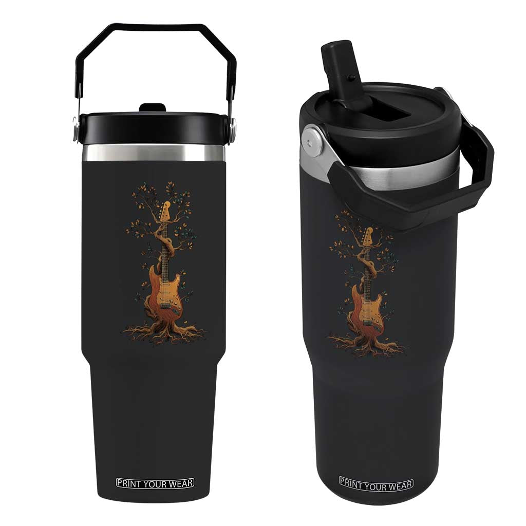 Nature Guitar Tree of Life Guitarist Artistic Roots Flip Straw Tumbler TS11 One Size: 30 oz Black Print Your Wear