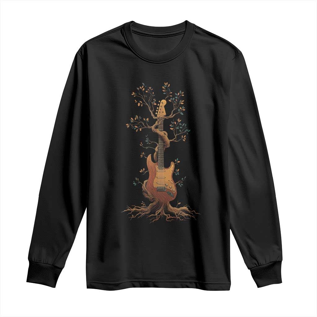 Nature Guitar Tree of Life Guitarist Artistic Roots Long Sleeve Shirt TS11 Black Print Your Wear