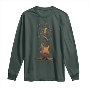 Nature Guitar Tree of Life Guitarist Artistic Roots Long Sleeve Shirt TS11 Dark Forest Green Print Your Wear