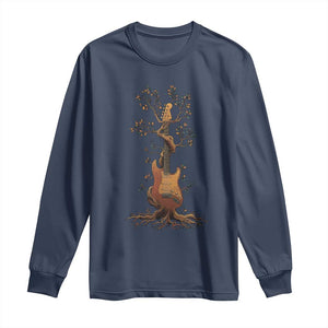 Nature Guitar Tree of Life Guitarist Artistic Roots Long Sleeve Shirt TS11 Navy Print Your Wear