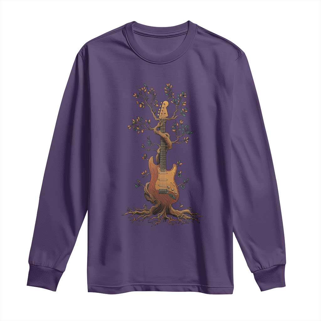 Nature Guitar Tree of Life Guitarist Artistic Roots Long Sleeve Shirt TS11 Purple Print Your Wear