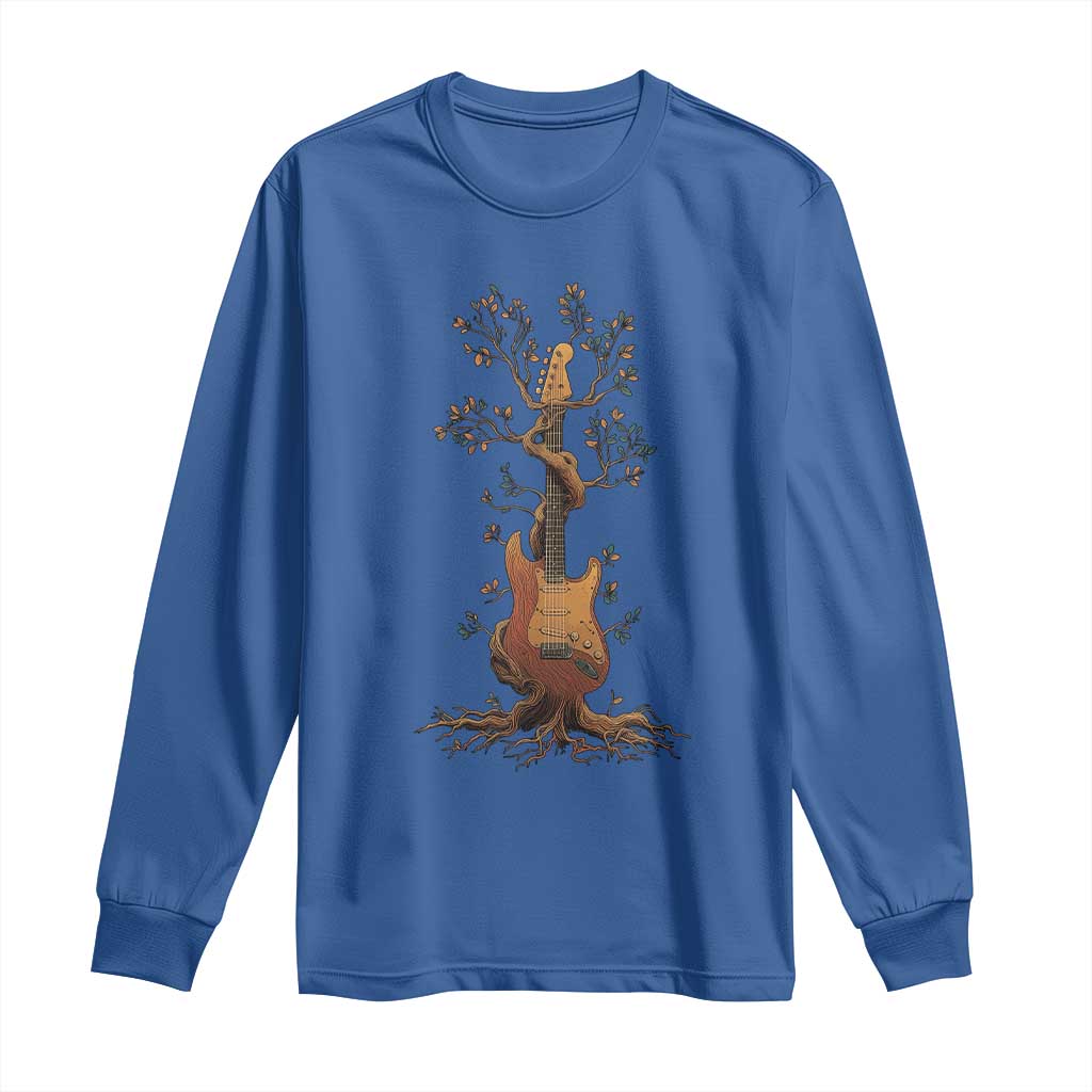 Nature Guitar Tree of Life Guitarist Artistic Roots Long Sleeve Shirt TS11 Royal Blue Print Your Wear