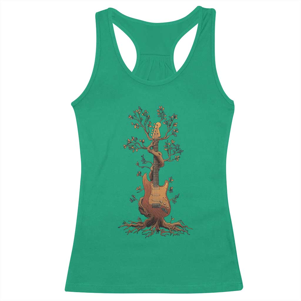 Nature Guitar Tree of Life Guitarist Artistic Roots Racerback Tank Top TS11 Irish Green Print Your Wear