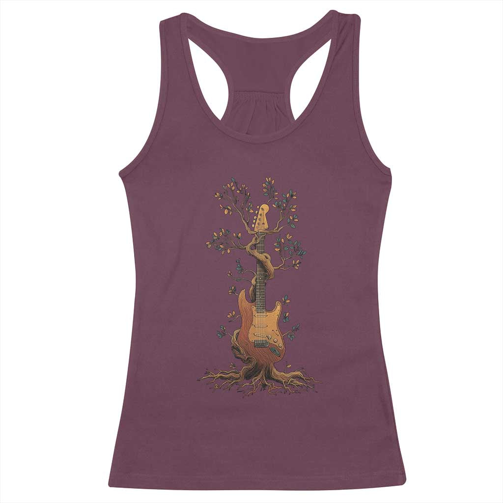 Nature Guitar Tree of Life Guitarist Artistic Roots Racerback Tank Top TS11 Maroon Print Your Wear