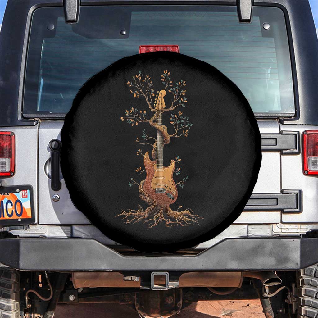 Nature Guitar Tree of Life Guitarist Artistic Roots Spare Tire Cover TS11 No hole Black Print Your Wear