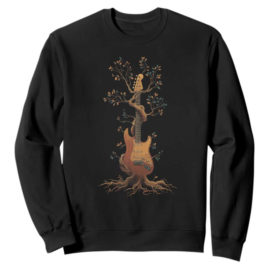 Nature Guitar Tree of Life Guitarist Artistic Roots Sweatshirt TS11 Black Print Your Wear