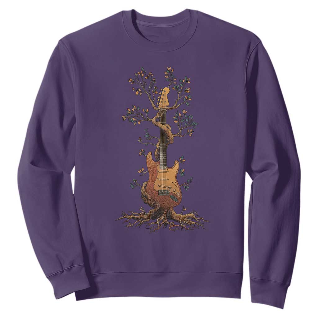 Nature Guitar Tree of Life Guitarist Artistic Roots Sweatshirt TS11 Purple Print Your Wear