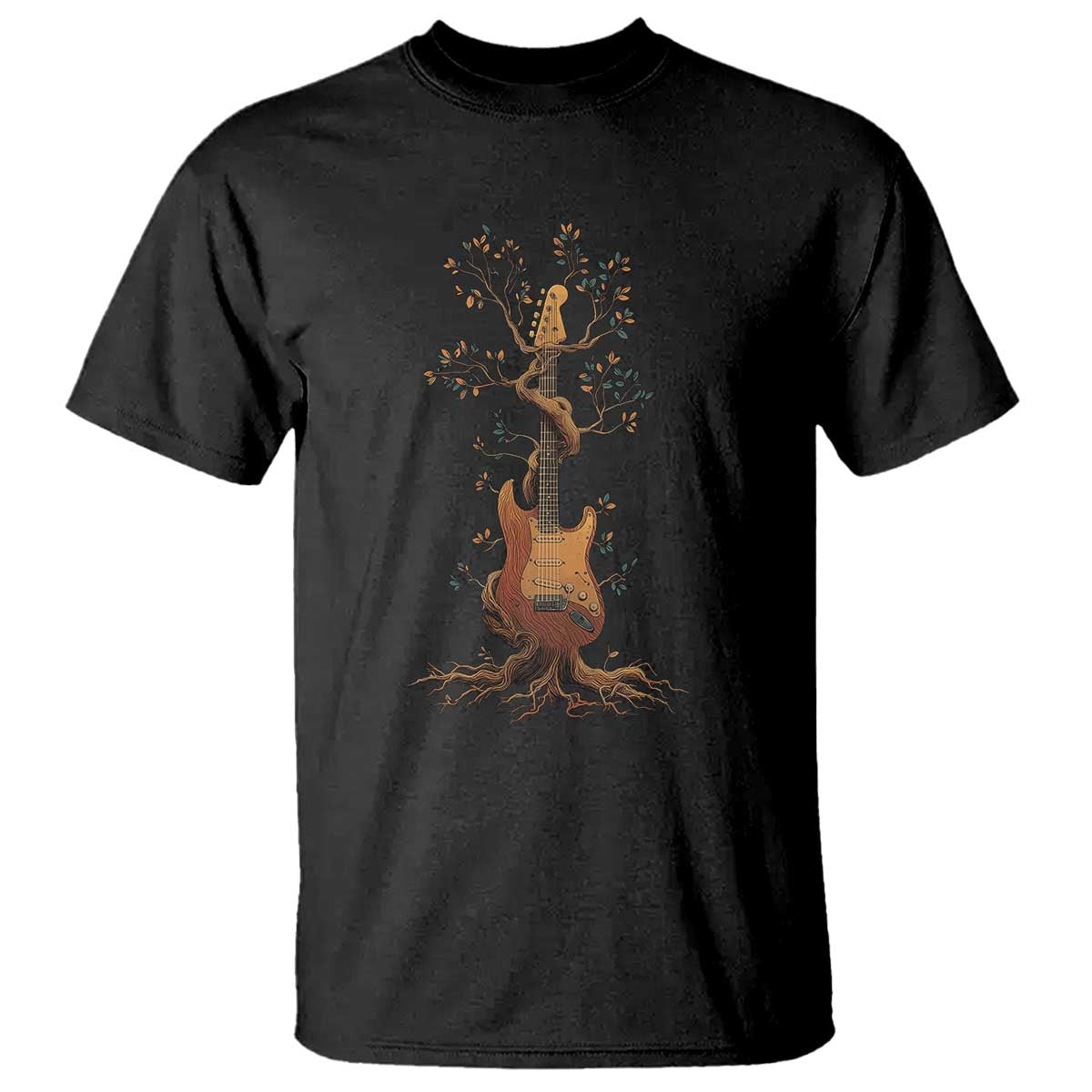 Nature Guitar Tree of Life Guitarist Artistic Roots T Shirt TS11 Black Print Your Wear