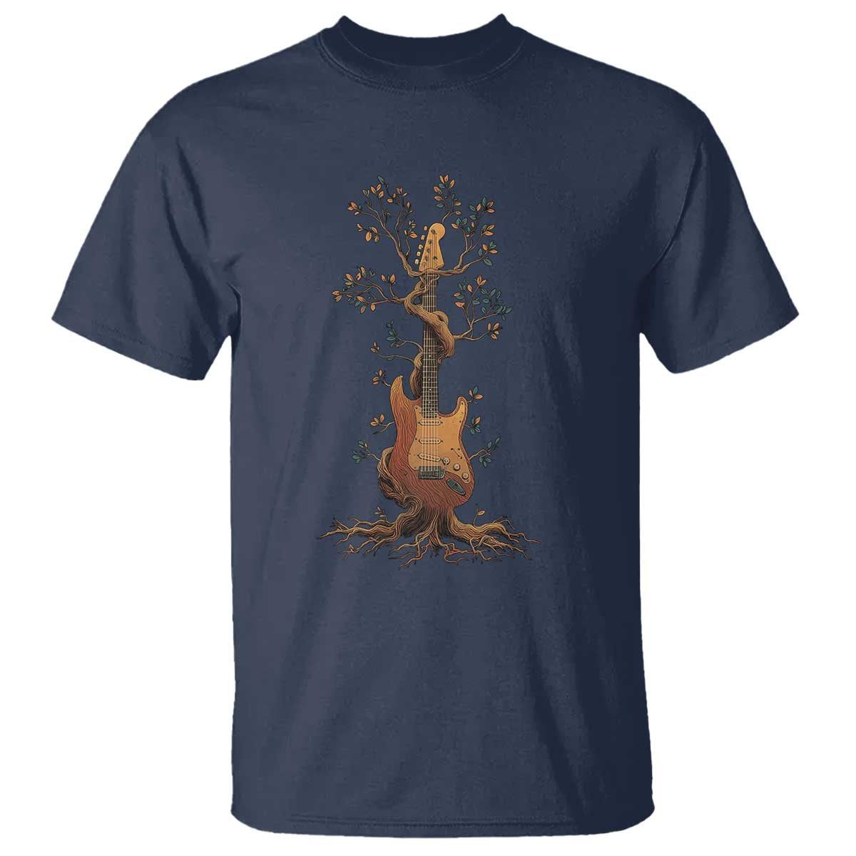 Nature Guitar Tree of Life Guitarist Artistic Roots T Shirt TS11 Navy Print Your Wear