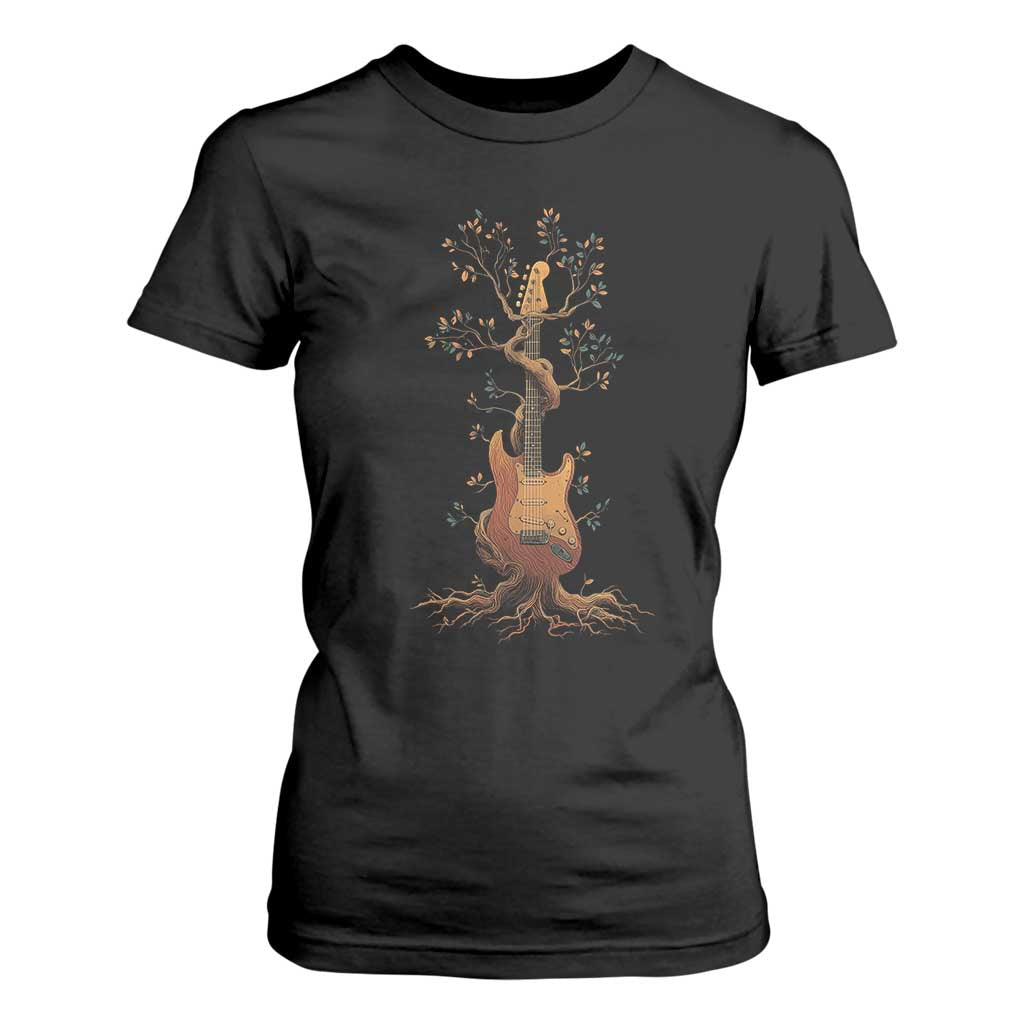Nature Guitar Tree of Life Guitarist Artistic Roots T Shirt For Women TS11 Black Print Your Wear