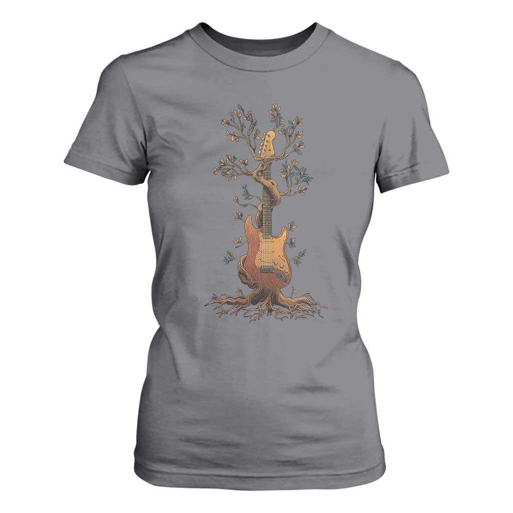 Nature Guitar Tree of Life Guitarist Artistic Roots T Shirt For Women TS11 Charcoal Print Your Wear