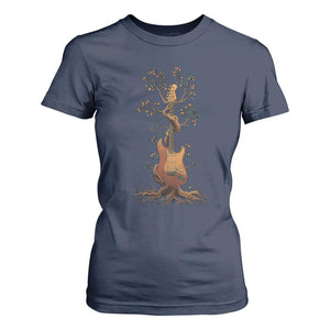 Nature Guitar Tree of Life Guitarist Artistic Roots T Shirt For Women TS11 Navy Print Your Wear