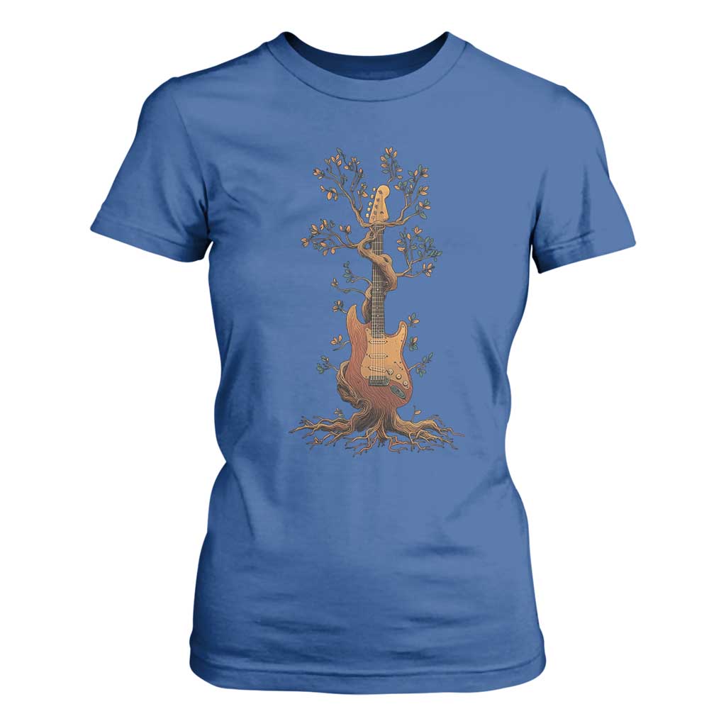 Nature Guitar Tree of Life Guitarist Artistic Roots T Shirt For Women TS11 Royal Blue Print Your Wear