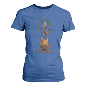 Nature Guitar Tree of Life Guitarist Artistic Roots T Shirt For Women TS11 Royal Blue Print Your Wear