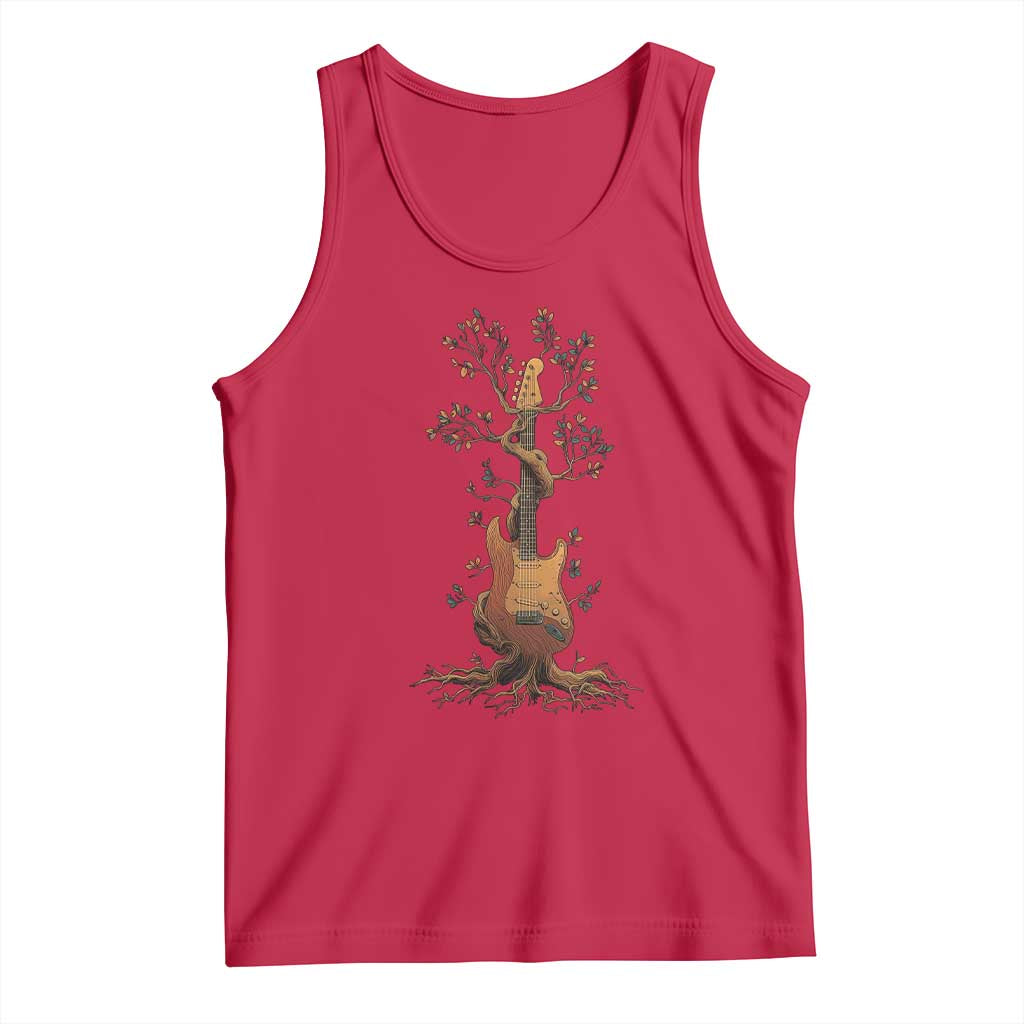 Nature Guitar Tree of Life Guitarist Artistic Roots Tank Top TS11 Red Print Your Wear