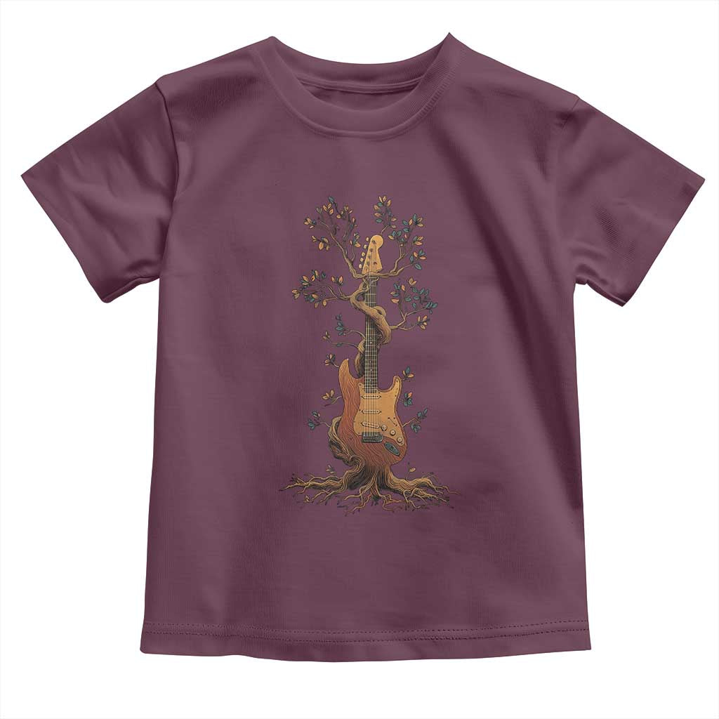 Nature Guitar Tree of Life Guitarist Artistic Roots Toddler T Shirt TS11 Maroon Print Your Wear