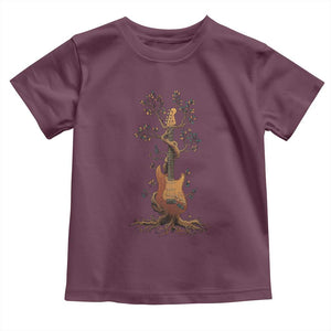 Nature Guitar Tree of Life Guitarist Artistic Roots Toddler T Shirt TS11 Maroon Print Your Wear