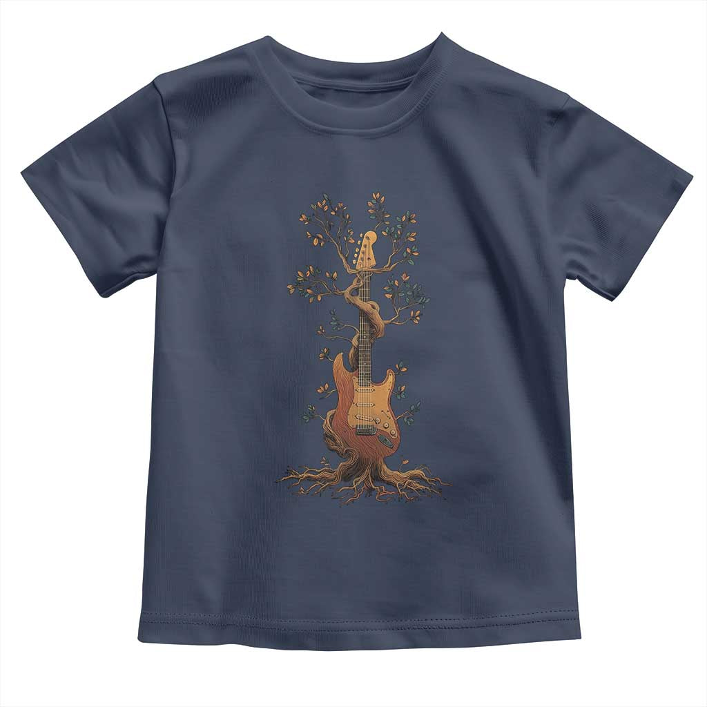 Nature Guitar Tree of Life Guitarist Artistic Roots Toddler T Shirt TS11 Navy Print Your Wear