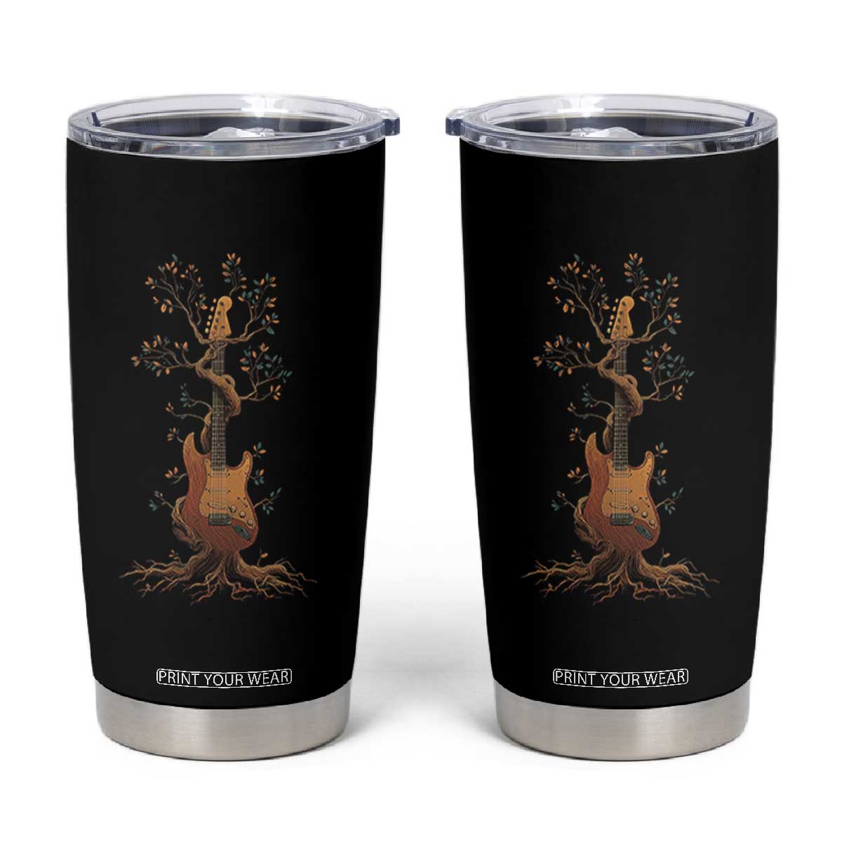 Nature Guitar Tree of Life Guitarist Artistic Roots Tumbler Cup TS11 Black Print Your Wear