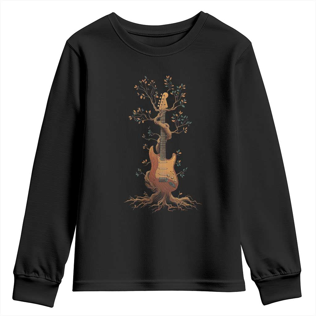 Nature Guitar Tree of Life Guitarist Artistic Roots Youth Sweatshirt TS11 Black Print Your Wear