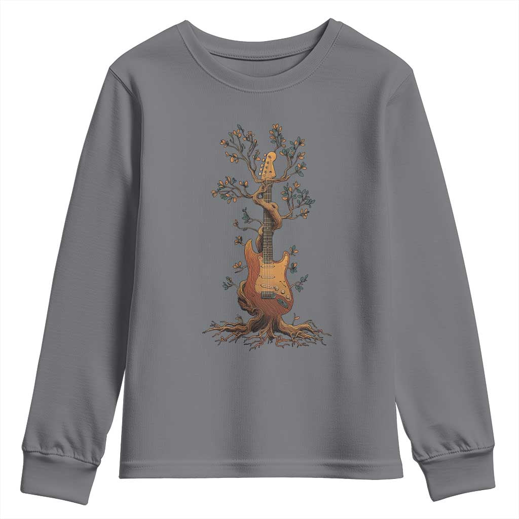 Nature Guitar Tree of Life Guitarist Artistic Roots Youth Sweatshirt TS11 Charcoal Print Your Wear