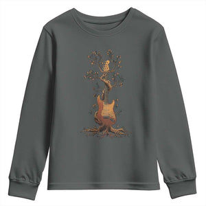 Nature Guitar Tree of Life Guitarist Artistic Roots Youth Sweatshirt TS11 Dark Heather Print Your Wear