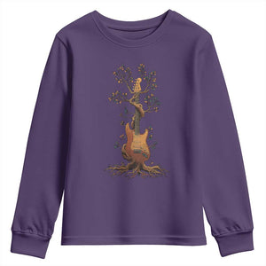 Nature Guitar Tree of Life Guitarist Artistic Roots Youth Sweatshirt TS11 Purple Print Your Wear