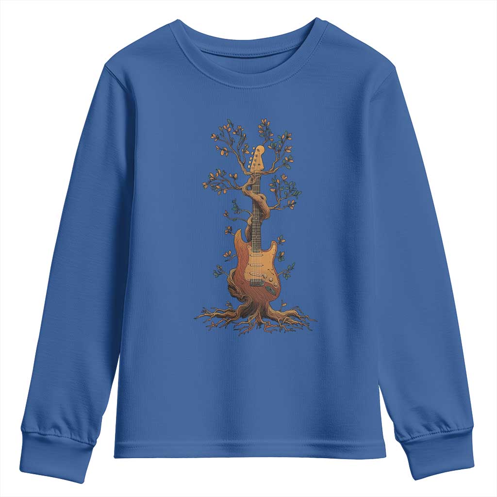 Nature Guitar Tree of Life Guitarist Artistic Roots Youth Sweatshirt TS11 Royal Blue Print Your Wear
