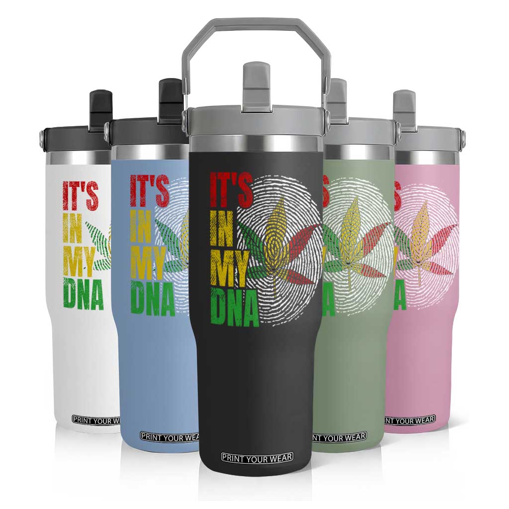 Funny Jamaica Rasta Cannabis Weed Flip Straw Tumbler Its In My DNA TS11 Print Your Wear