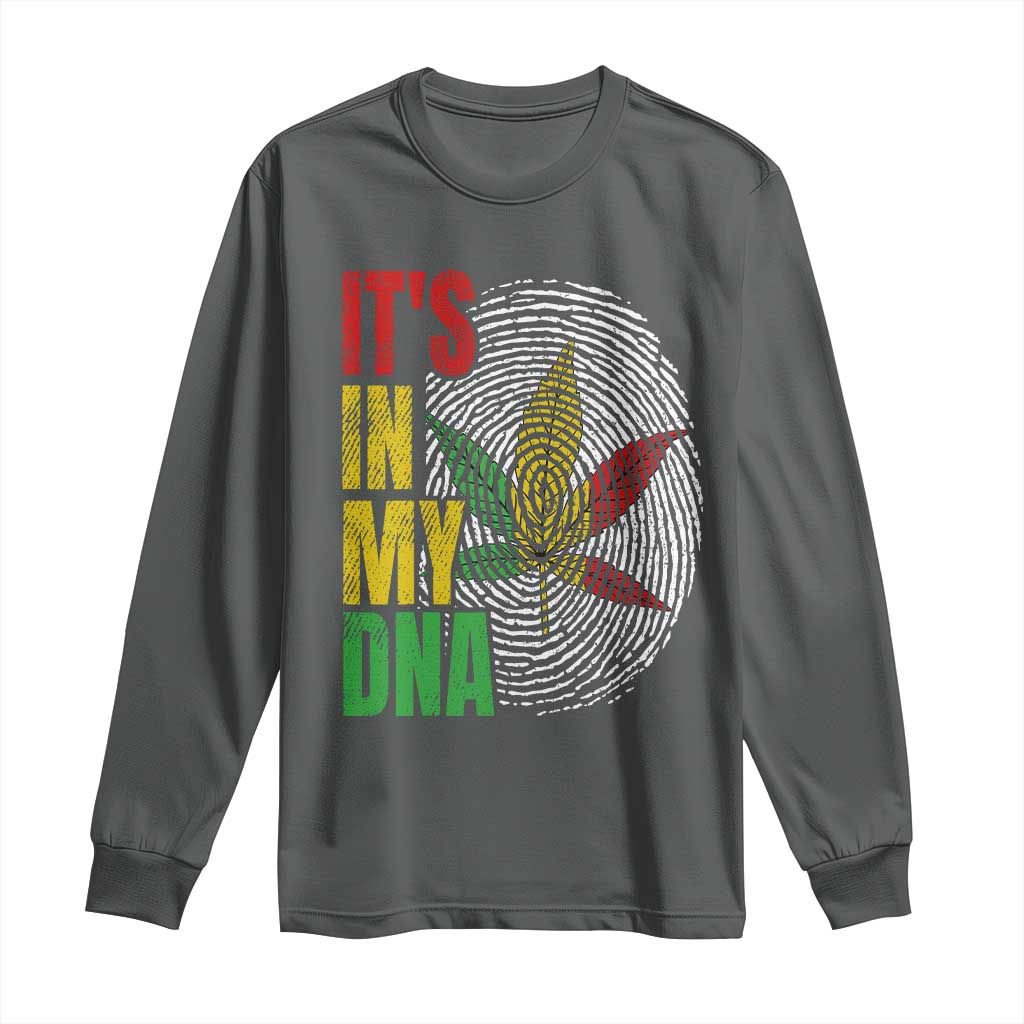 Funny Jamaica Rasta Cannabis Weed Long Sleeve Shirt Its In My DNA TS11 Dark Heather Print Your Wear