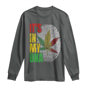 Funny Jamaica Rasta Cannabis Weed Long Sleeve Shirt Its In My DNA TS11 Dark Heather Print Your Wear