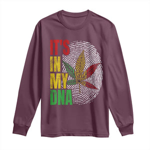 Funny Jamaica Rasta Cannabis Weed Long Sleeve Shirt Its In My DNA TS11 Maroon Print Your Wear