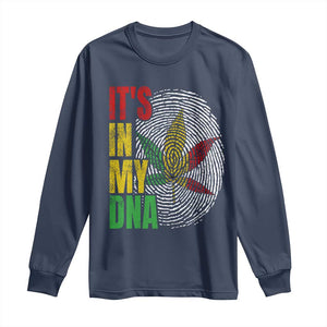Funny Jamaica Rasta Cannabis Weed Long Sleeve Shirt Its In My DNA TS11 Navy Print Your Wear