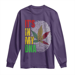 Funny Jamaica Rasta Cannabis Weed Long Sleeve Shirt Its In My DNA TS11 Purple Print Your Wear