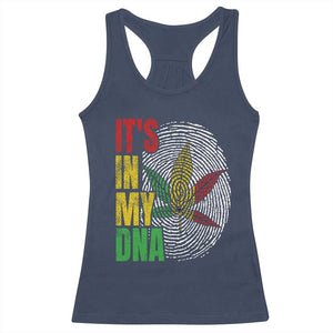 Funny Jamaica Rasta Cannabis Weed Racerback Tank Top Its In My DNA TS11 Navy Print Your Wear