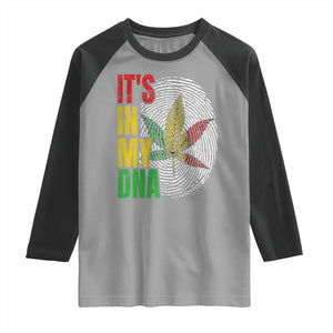 Funny Jamaica Rasta Cannabis Weed Raglan Shirt Its In My DNA TS11 Sport Gray Black Print Your Wear
