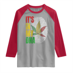 Funny Jamaica Rasta Cannabis Weed Raglan Shirt Its In My DNA TS11 Sport Gray Red Print Your Wear
