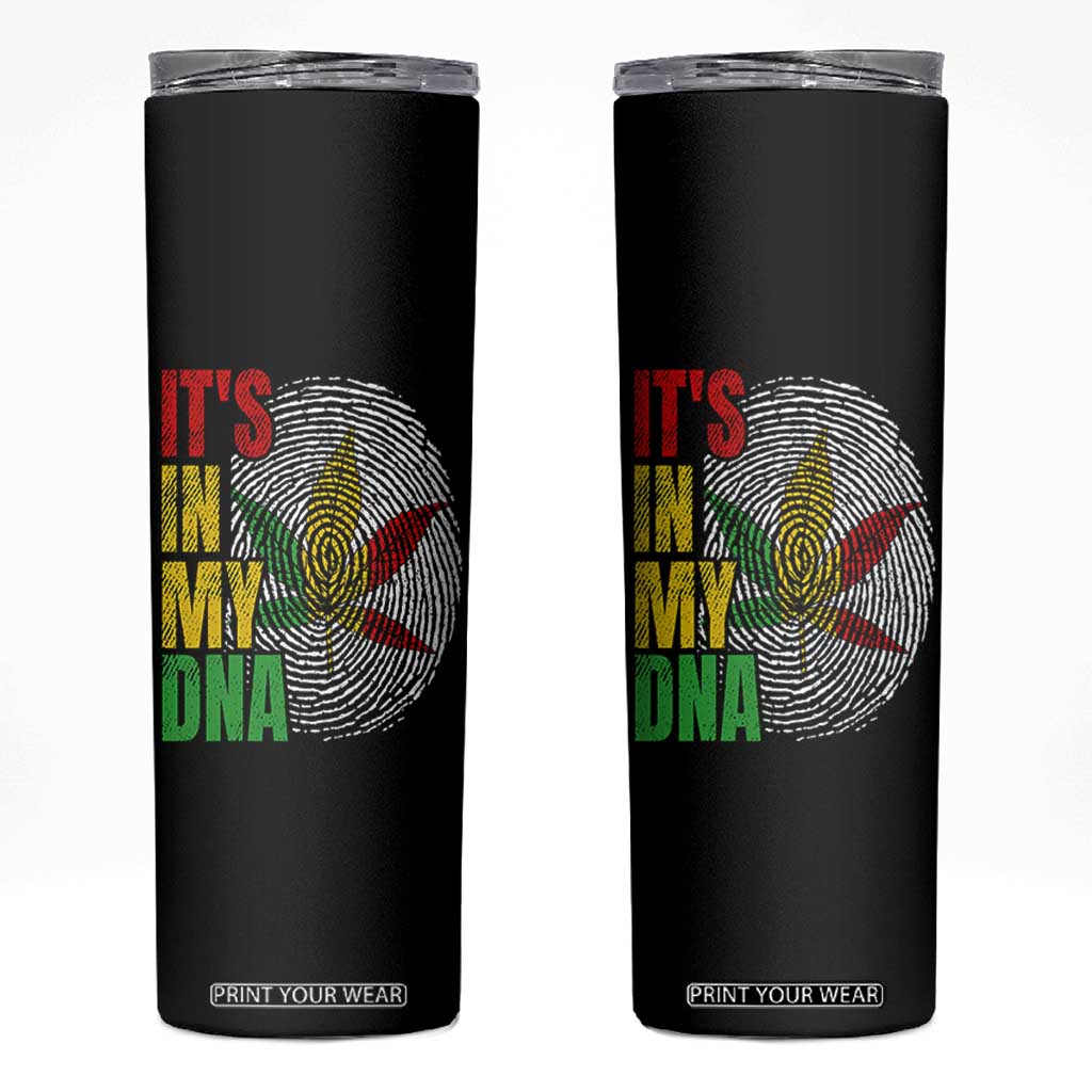 Funny Jamaica Rasta Cannabis Weed Skinny Tumbler Its In My DNA TS11 Black Print Your Wear