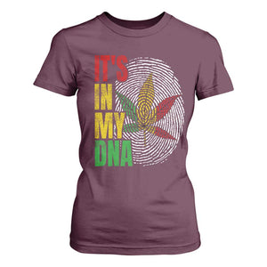 Funny Jamaica Rasta Cannabis Weed T Shirt For Women Its In My DNA TS11 Maroon Print Your Wear