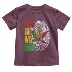 Funny Jamaica Rasta Cannabis Weed Toddler T Shirt Its In My DNA TS11 Maroon Print Your Wear