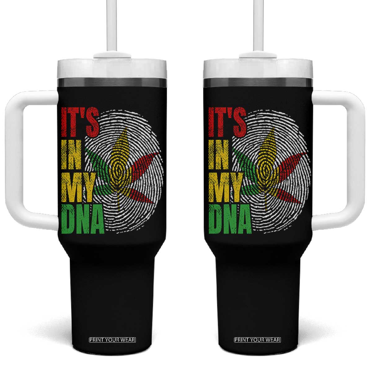 Funny Jamaica Rasta Cannabis Weed Tumbler With Handle Its In My DNA TS11 One Size: 40 oz Black Print Your Wear