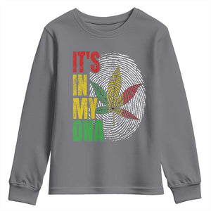 Funny Jamaica Rasta Cannabis Weed Youth Sweatshirt Its In My DNA TS11 Charcoal Print Your Wear